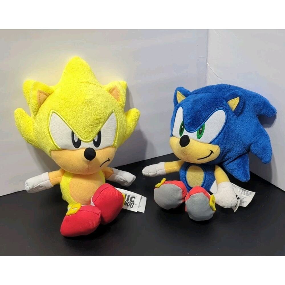 Sonic The Hedgehog 35th Anniversay Super Sonic Plush Jakks Pacific Lot Of 2